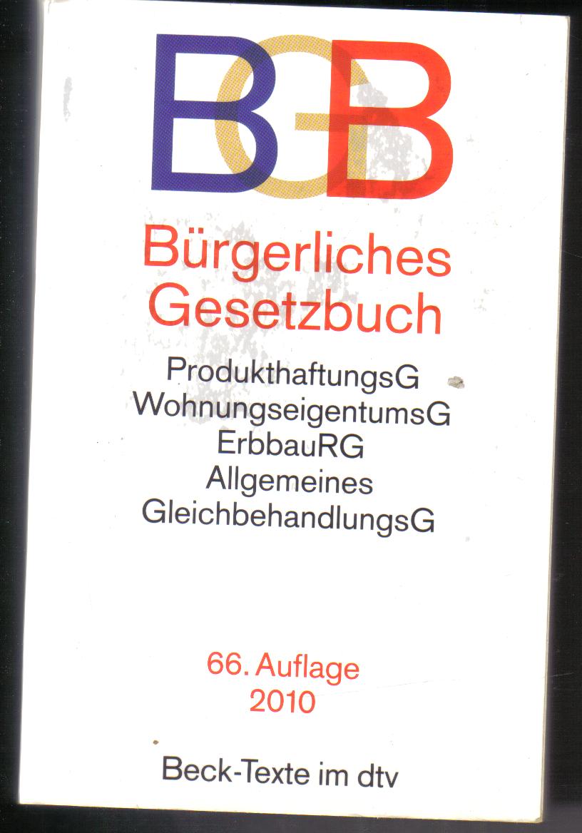 BGB Buergerliches Gesetzbuch66.Auflage 2010