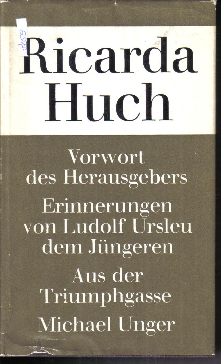 Ricarda HuchErinnerungen von Ludolf Ursleu dem Juengeren